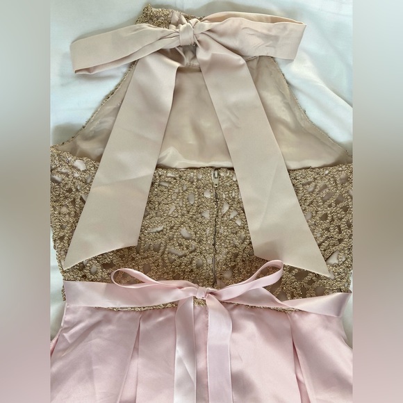 Rare Editions Halter Neck Pink Embellished Gown - Picture 4 of 6